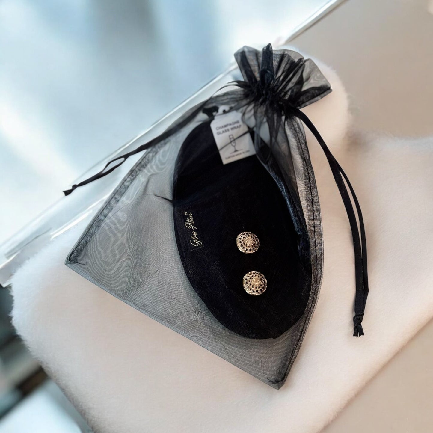 Champagne Flute Glass Wraps Gift Set - Complete Bundle with Charms