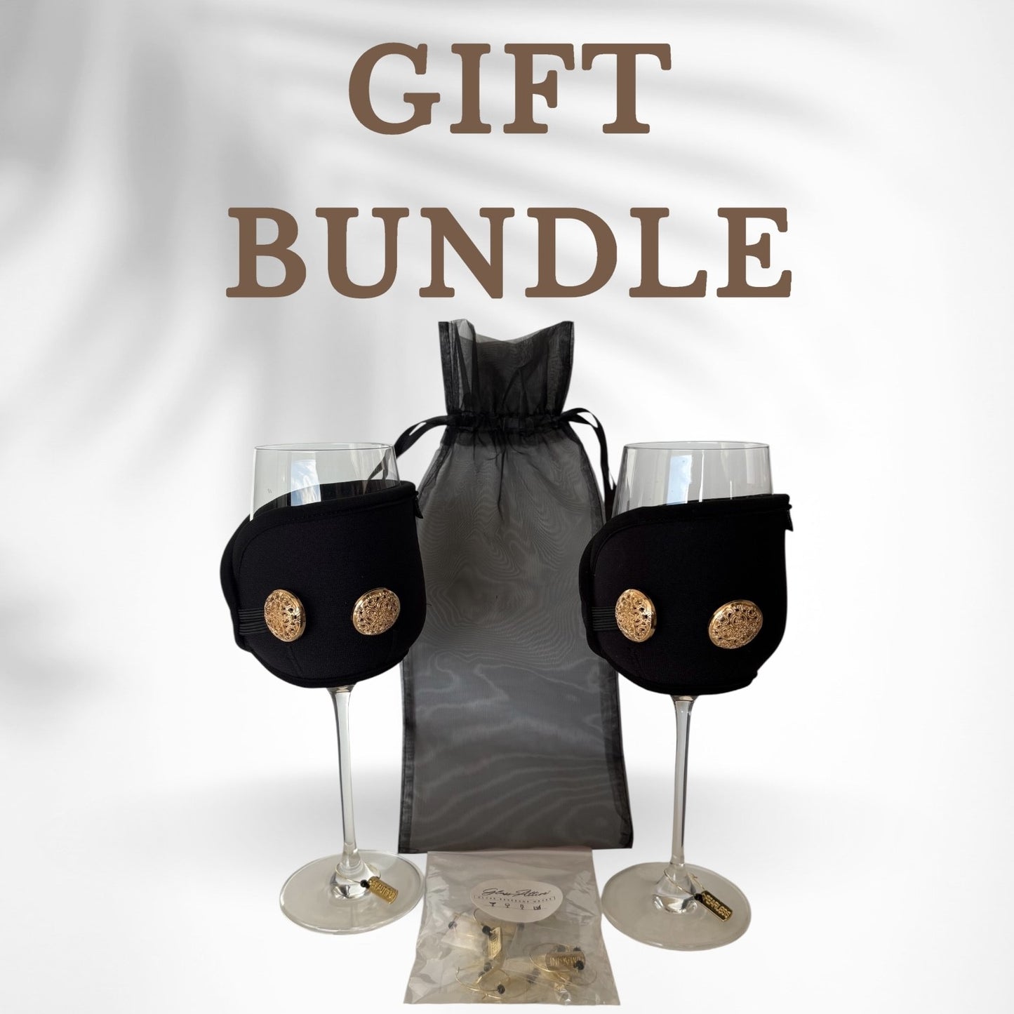 Wine Glass Wraps Gift Set - Complete Bundle with Charms