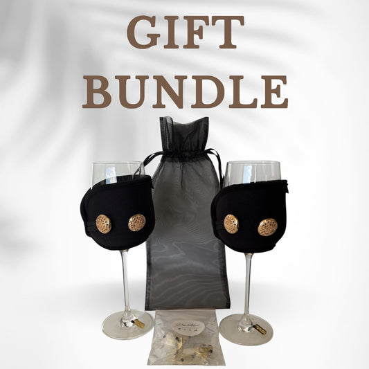Wine Glass Wraps Gift Set - Complete Bundle with Charms